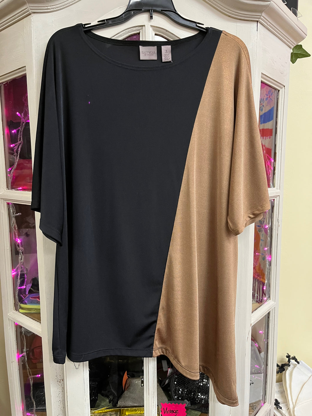 Chico's Size 3 (16-18) Black & Taupe Tunic